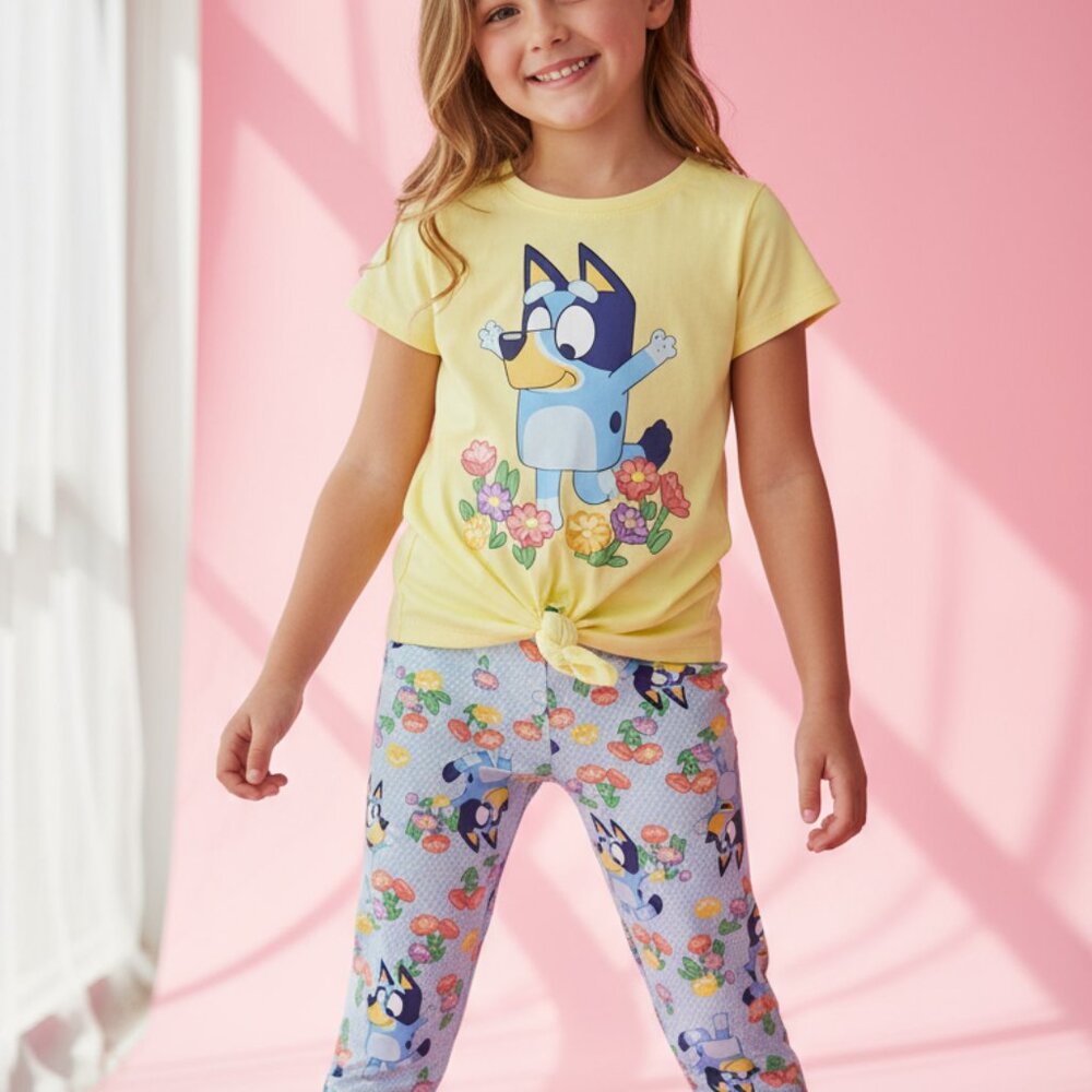 Blue Cartoon Dog Print Kids PJ Set 4T